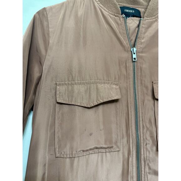 Mens Small Flight Bomber Jacket Lightweight Coat Forever 21 Pink Valentines Day - Picture 6 of 6